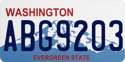WA license plate ABG9203
