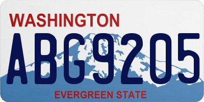 WA license plate ABG9205
