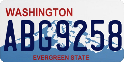 WA license plate ABG9258
