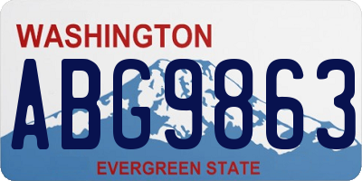WA license plate ABG9863