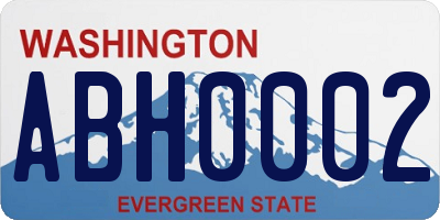 WA license plate ABH0002