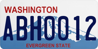 WA license plate ABH0012