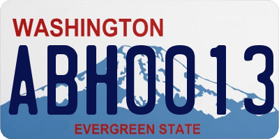 WA license plate ABH0013