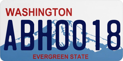 WA license plate ABH0018