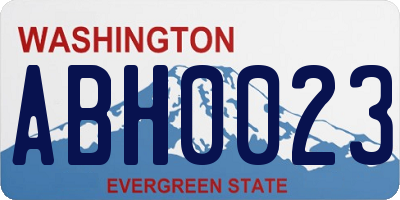 WA license plate ABH0023