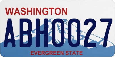 WA license plate ABH0027