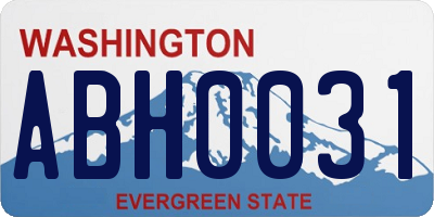 WA license plate ABH0031
