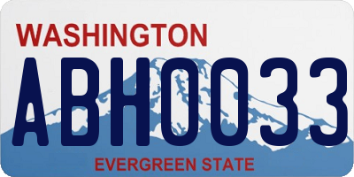 WA license plate ABH0033