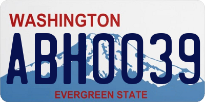 WA license plate ABH0039
