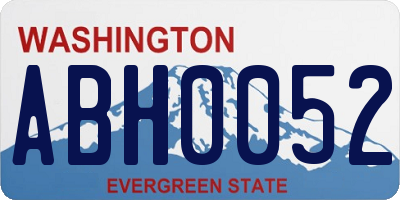 WA license plate ABH0052