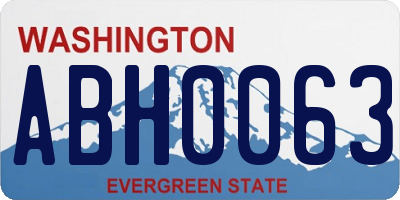 WA license plate ABH0063