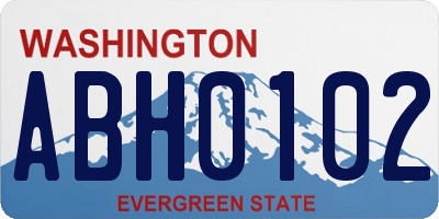 WA license plate ABH0102
