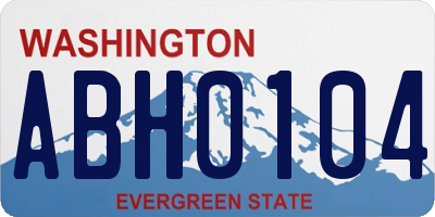 WA license plate ABH0104