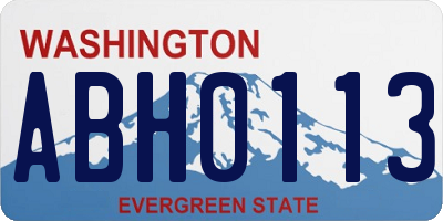 WA license plate ABH0113
