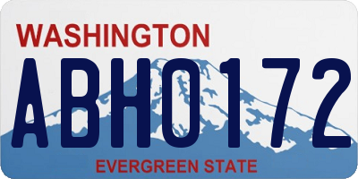 WA license plate ABH0172