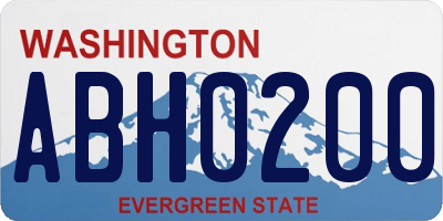 WA license plate ABH0200