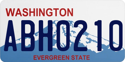 WA license plate ABH0210