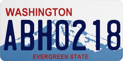 WA license plate ABH0218