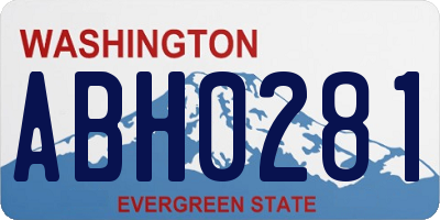 WA license plate ABH0281