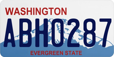 WA license plate ABH0287