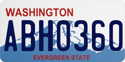 WA license plate ABH0360