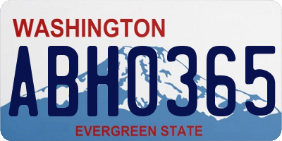 WA license plate ABH0365