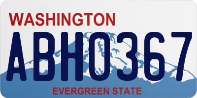 WA license plate ABH0367