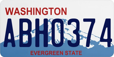 WA license plate ABH0374