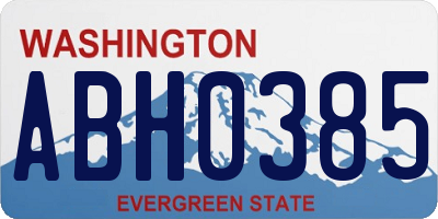 WA license plate ABH0385