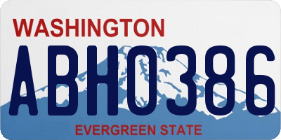 WA license plate ABH0386