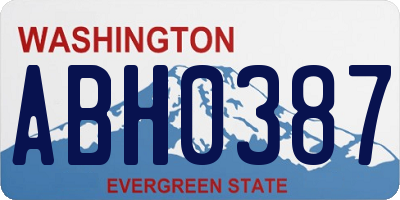 WA license plate ABH0387