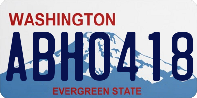 WA license plate ABH0418