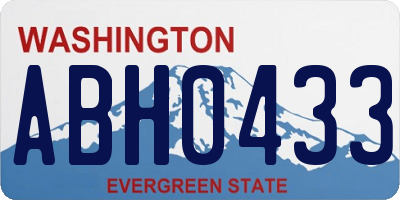 WA license plate ABH0433