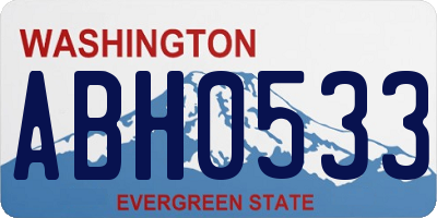 WA license plate ABH0533