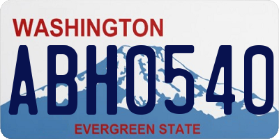 WA license plate ABH0540