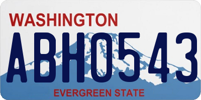WA license plate ABH0543
