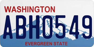 WA license plate ABH0549