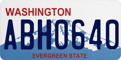 WA license plate ABH0640