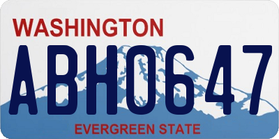 WA license plate ABH0647