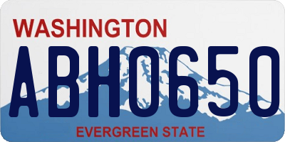 WA license plate ABH0650