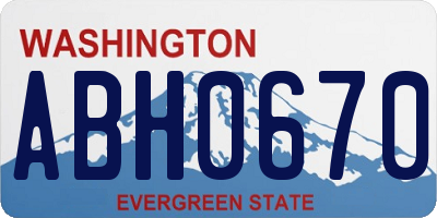 WA license plate ABH0670