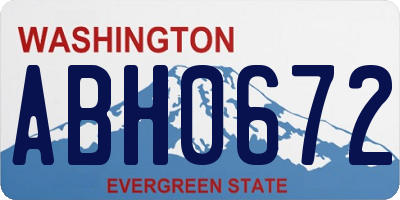 WA license plate ABH0672