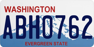 WA license plate ABH0762