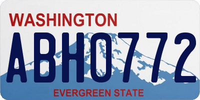 WA license plate ABH0772
