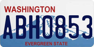 WA license plate ABH0853