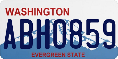 WA license plate ABH0859