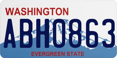 WA license plate ABH0863