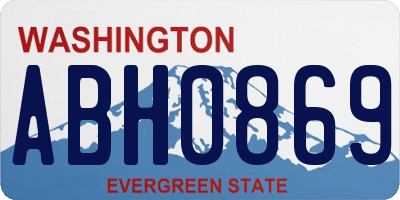 WA license plate ABH0869