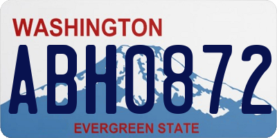 WA license plate ABH0872