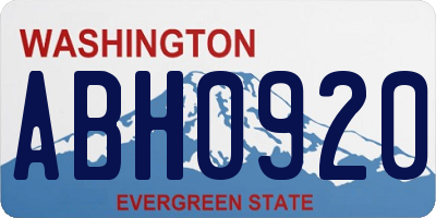 WA license plate ABH0920